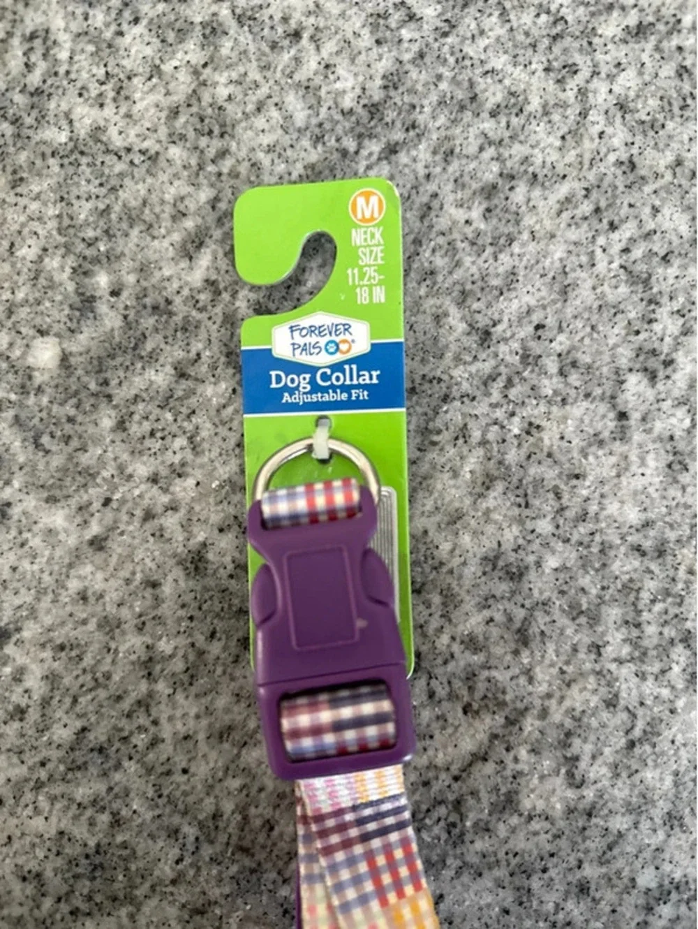 Forever pals adjustable dog collar medium purple plaid NWT